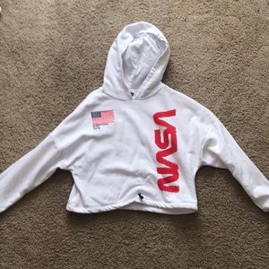 NASA white cropped sweater
